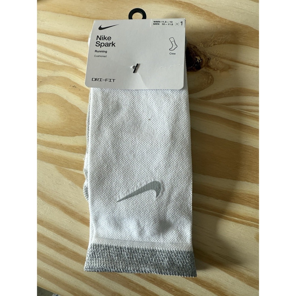 Nike Spark Cushioned Crew Running Socks White Men's 10-11.5 Women 11.5-13.‎  M31